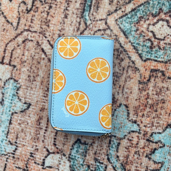 Coach Blue Zip Wallet with Orange Slices - Picture 2 of 3
